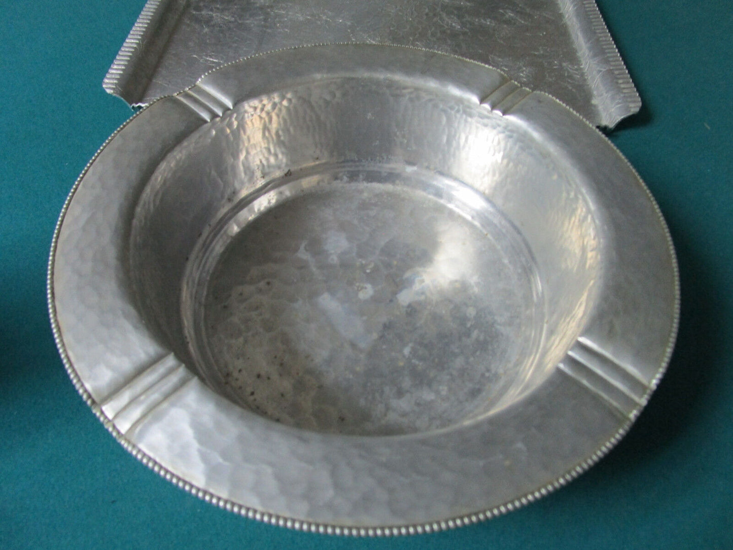 ALUMINUM BOWL AND TRAY  HAMMERED BY FD