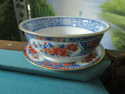 Tiffany & Co oriental bowl / underplate red and blue, 2 3/4" x 7 3/4" 2 pcS[95M]