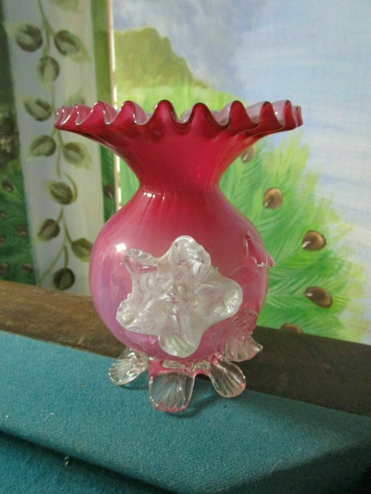 VICTORIAN ANTIQUE STEVENS & WILLIAMS GLASS BASKET JACK IN PULPIT ROSES PICK1