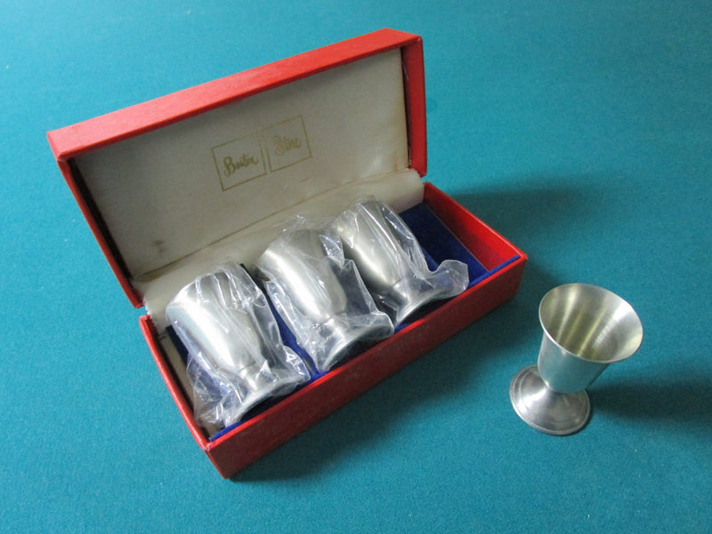 BOSTON STORE 4 SILVERPLATE CORDIAL CUPS 3" IN ORIGINAL BOX RARE^^