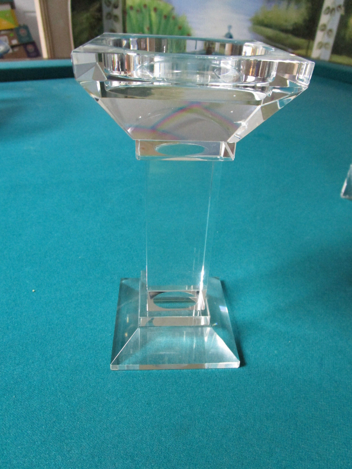 TOWER CRYSTAL CANDLE HOLDER FOR PILLAR CANDLE 8 X 3 1/2" [GL8]