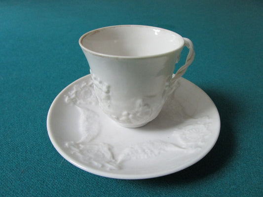 Capodimonte Italy Original Blanc De China Coffee Cup And Saucer Molded [80B]