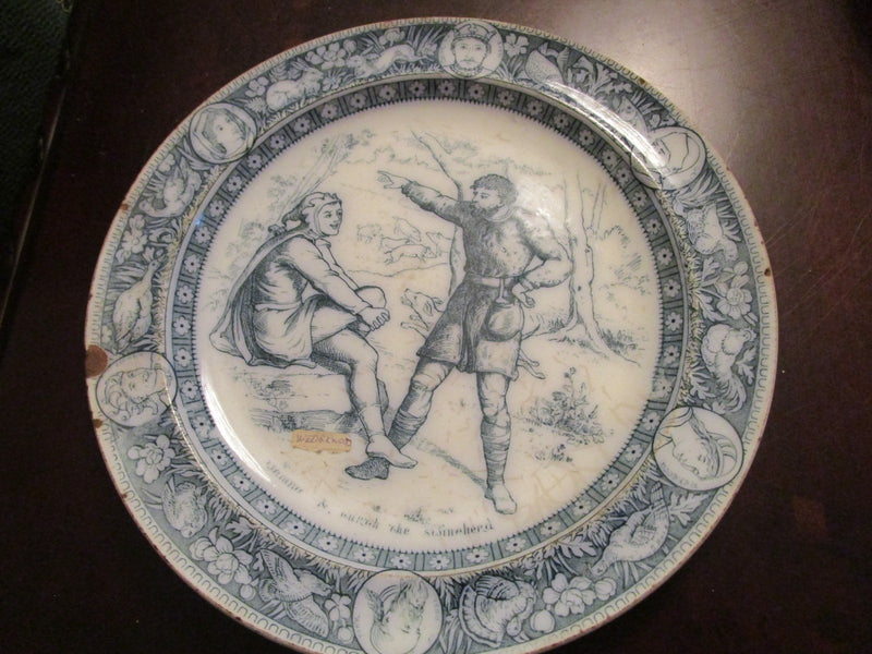 “Wedgwood" ANTIQUE ENGLAND Ivanhoe Blue 10 1/4" Plate Wamba & Gurth