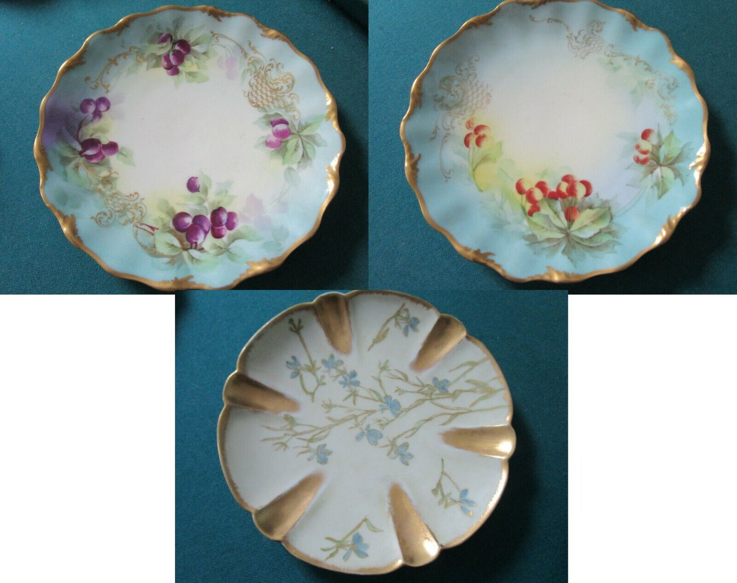 TV TRESSEMAN & VOGT LIMOGES HAVILAND PLATES RED PURPLE BERRIES  BLUE PICK1 ^^