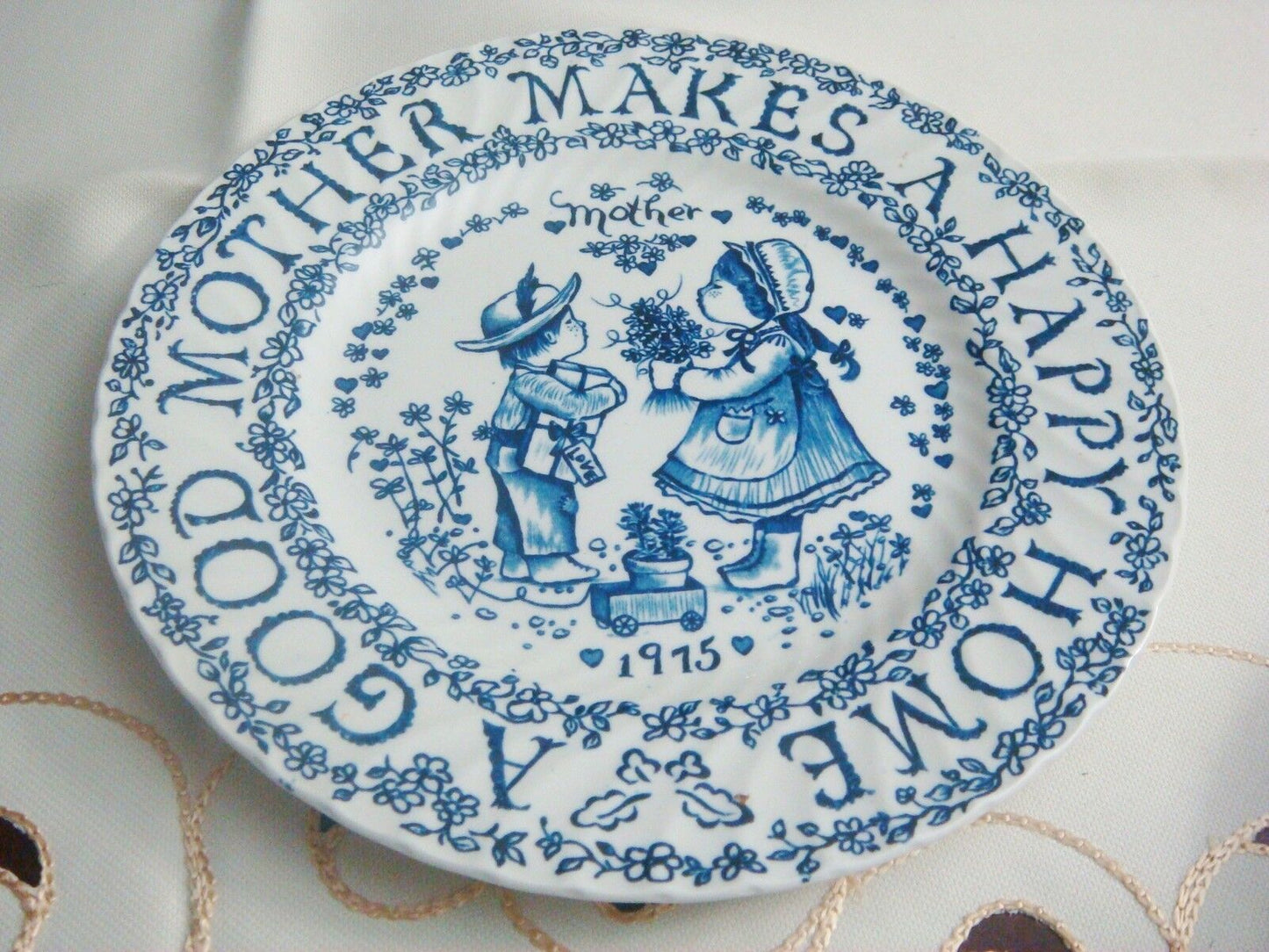 "Mother's Plate" Royal Croconfard Blue ware by Norma Sherman, Staffordshire[*4-1