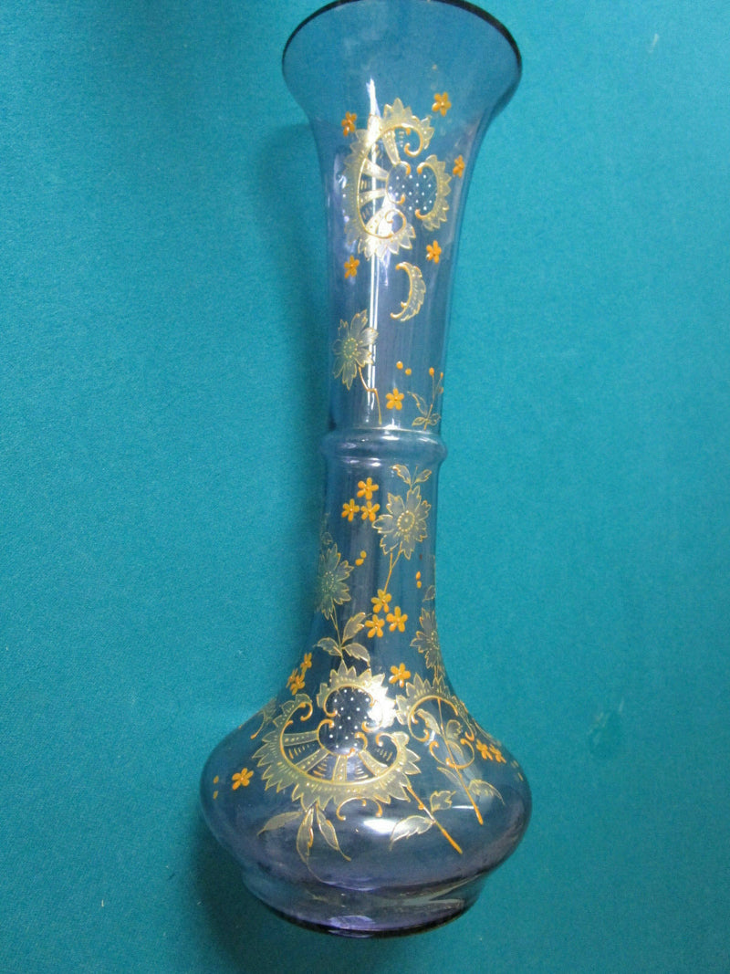 BOHEMIAN CRYSTAL VASE HAND PAINTED GOLD SIGNED CRUET PITCHER ORIGINAL PICK1