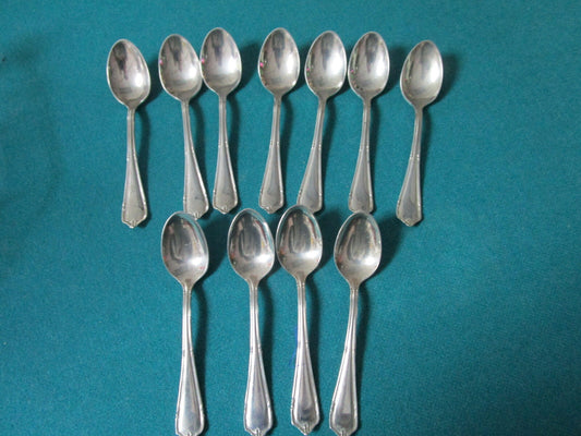 1950's 12 ALPACA COFFEE SPOONS, 4" ,GERMANY,  SILVERPLATED