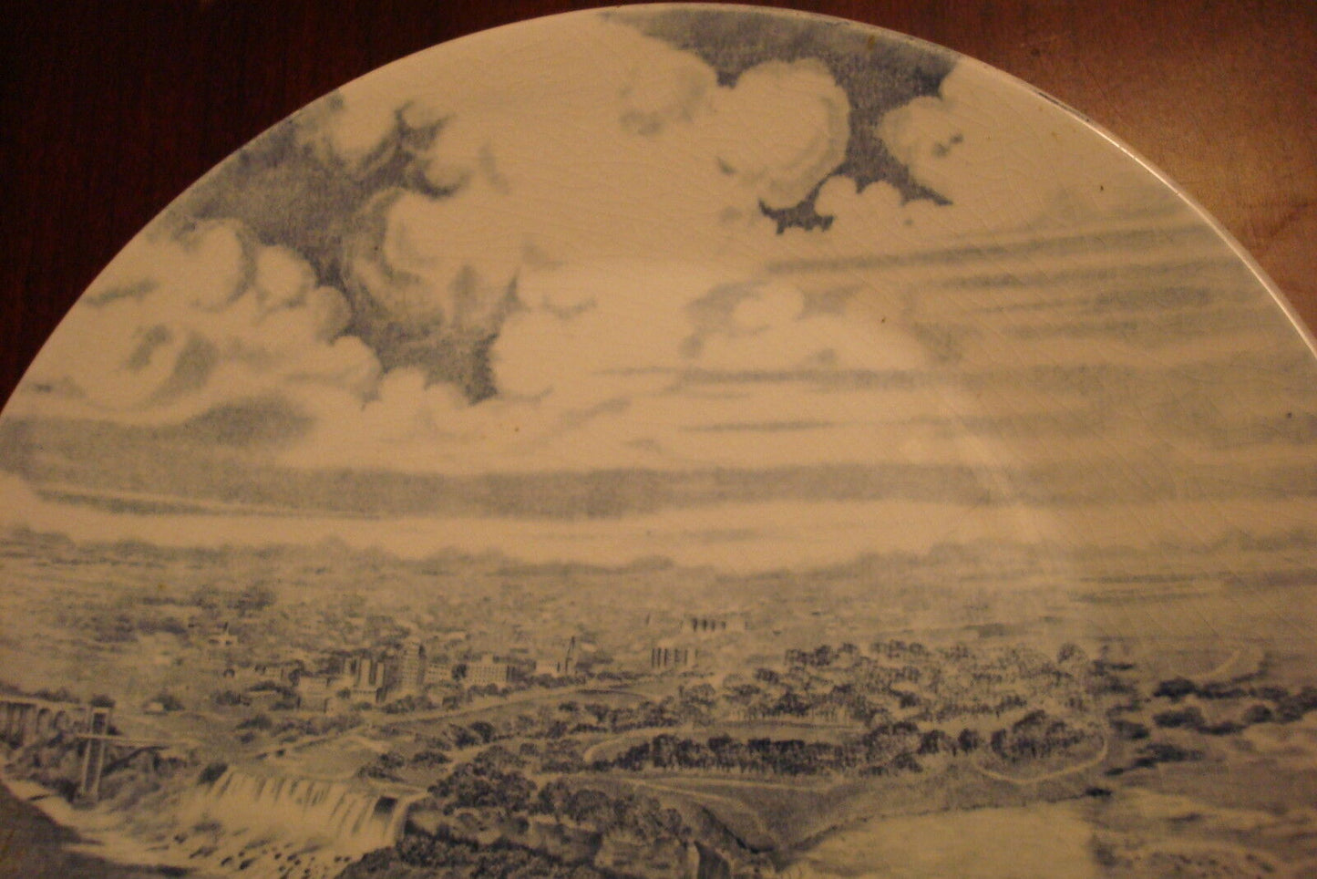 Vintage collector plate - Niagara Falls- by J & G Meakin, England, blue 1962.