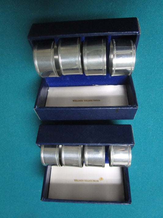 WORCESTER NAPKIN RINGS 2 BOXES, 8 RINGS, NIB