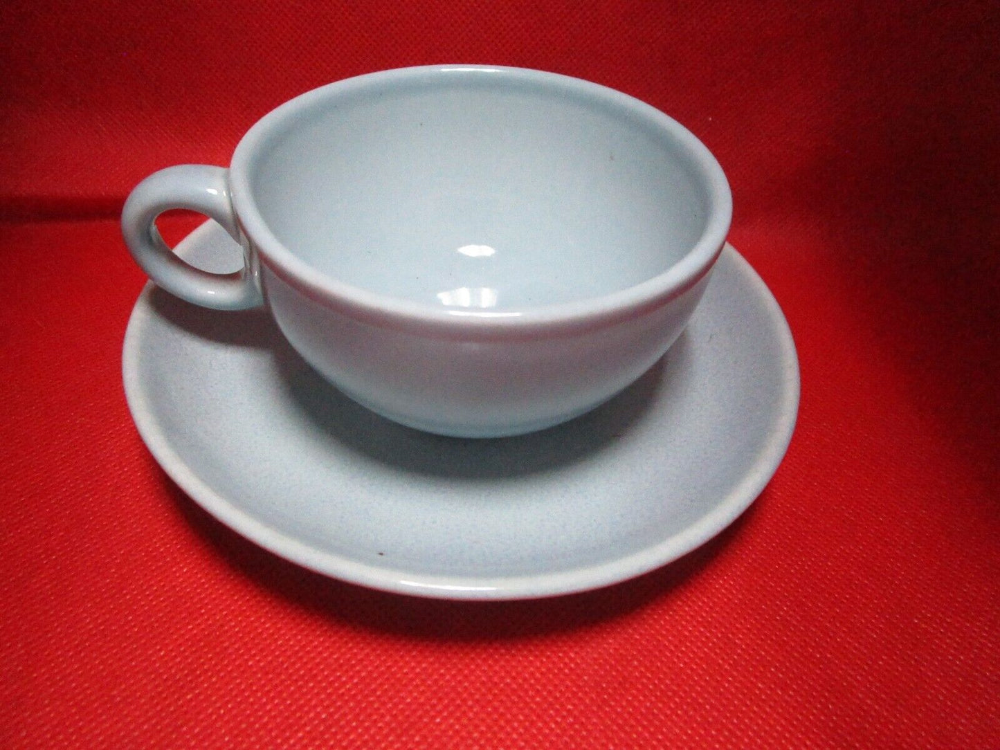 Russel Wright cup and saucer Iroquois blue