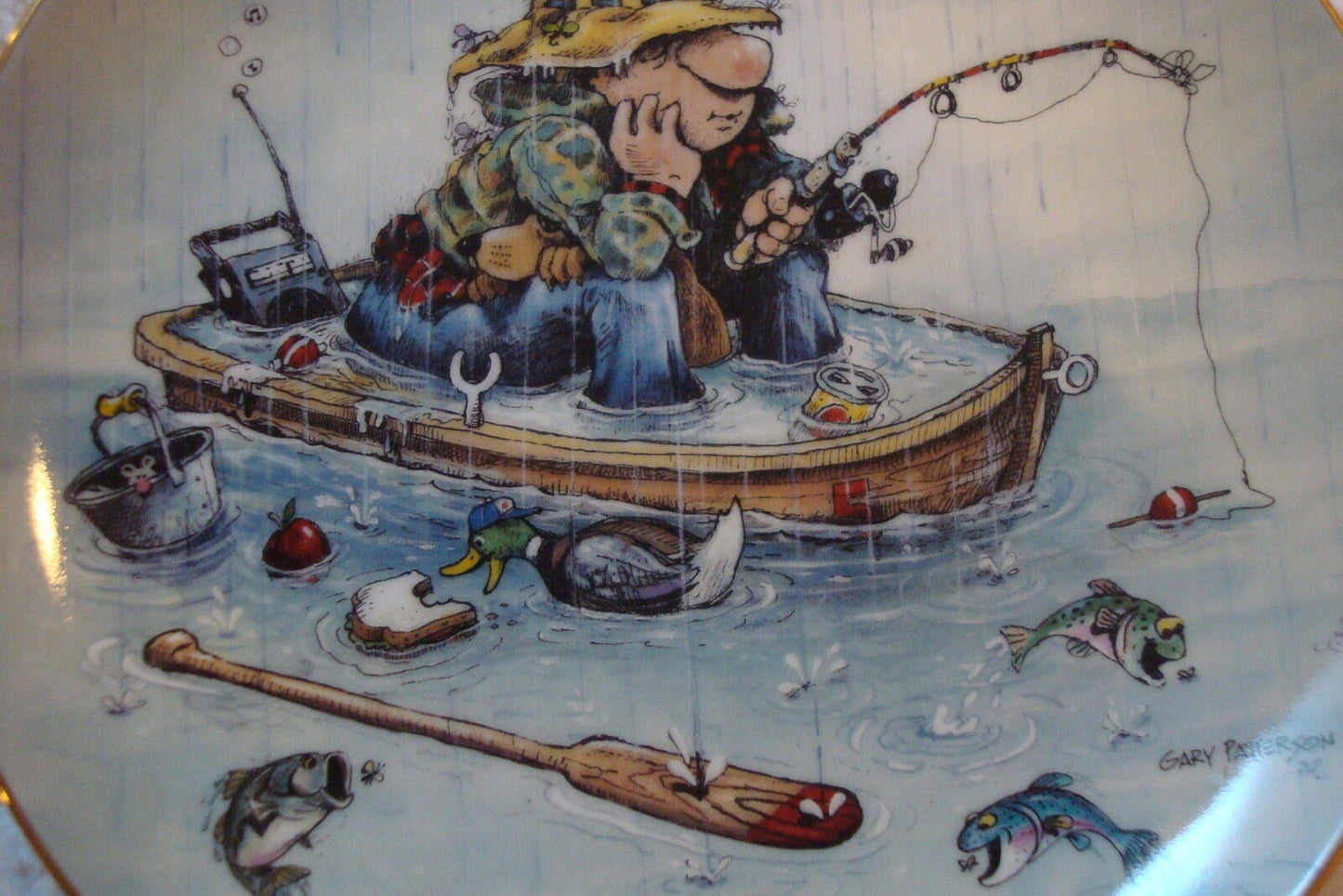 "Determination" the art of fishing, collector plate by Gary Patterson ORIGINAL