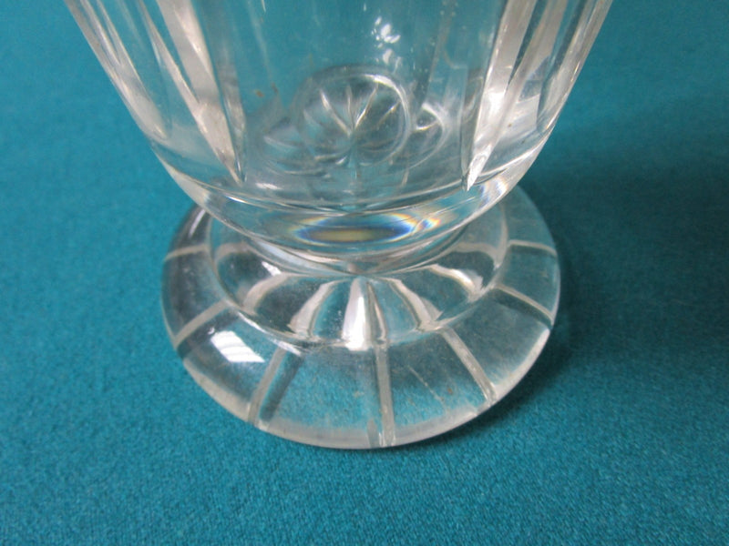 Glass Decanter Pair - Mid Century W. Germany Clear With Stopper Labels [Gl5]
