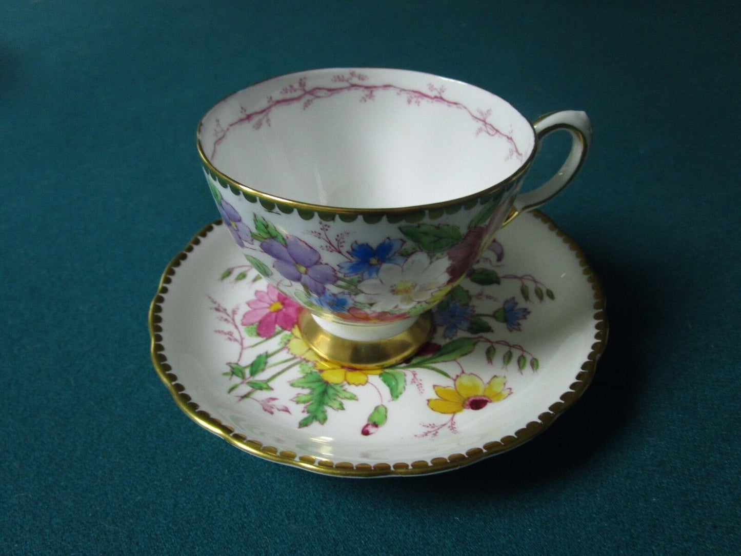 TUSCAN ENGLAND CUP AND SAUCER FLORAL MULTICOLOR  [95J]