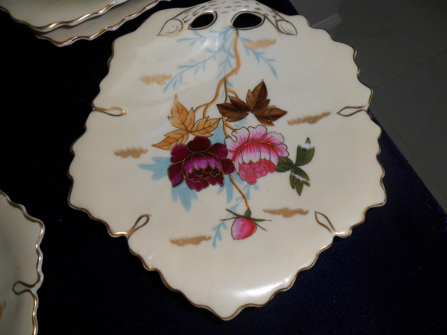 Antique Victoria Carlsbad Austria 6 side dishes floral and gold, 6 "  ^^