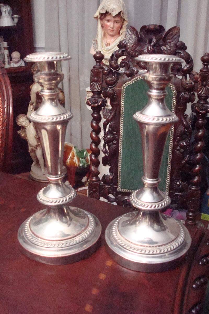 Early 20th Century Goldfeder Silver Plate Pair Candelabras Crown Hallmark [*]