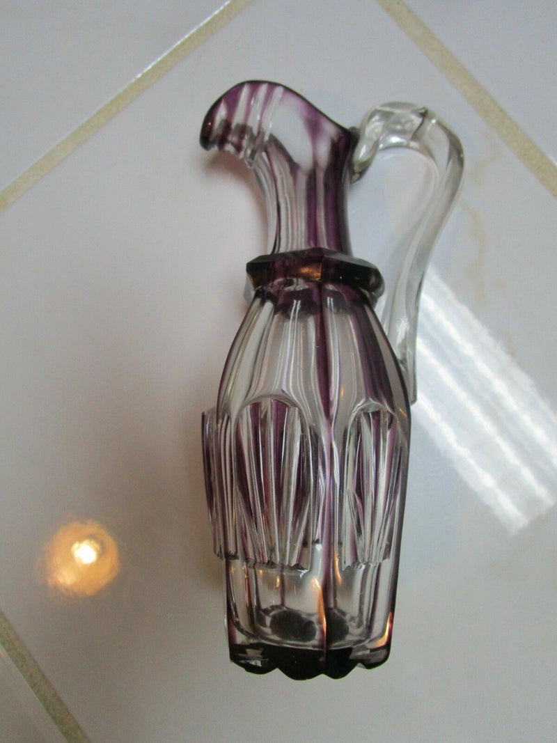 BOHEMIAN CRYSTAL VASE HAND PAINTED GOLD SIGNED CRUET PITCHER ORIGINAL PICK1