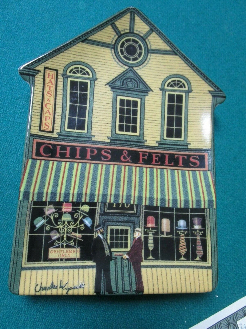 Wysocki Folktown 2 Collector Plates Florist / Chips Felts Store 6 1/2" ^^