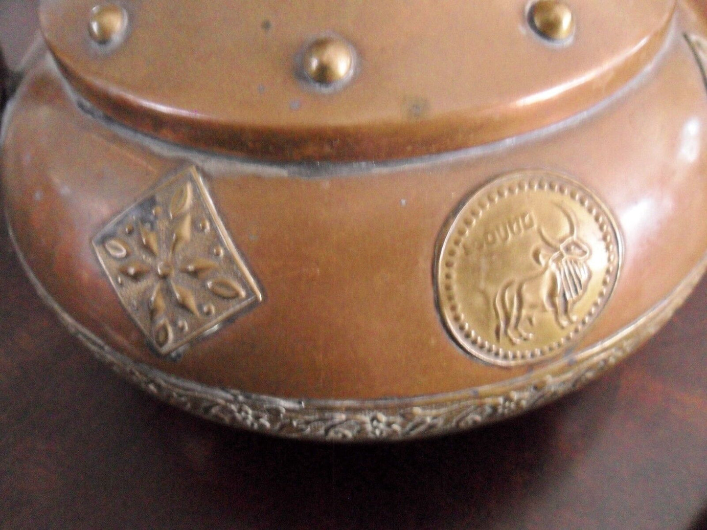 Vintage Original Brass Pot made in Israel with Zodiac medallions applied[*]