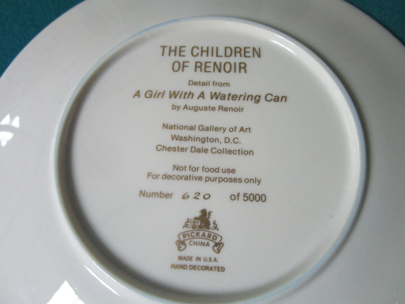 THE CHILDREN OF RENOIR COLLECTOR PLATE GIRL WITH WATERING CAN NIB