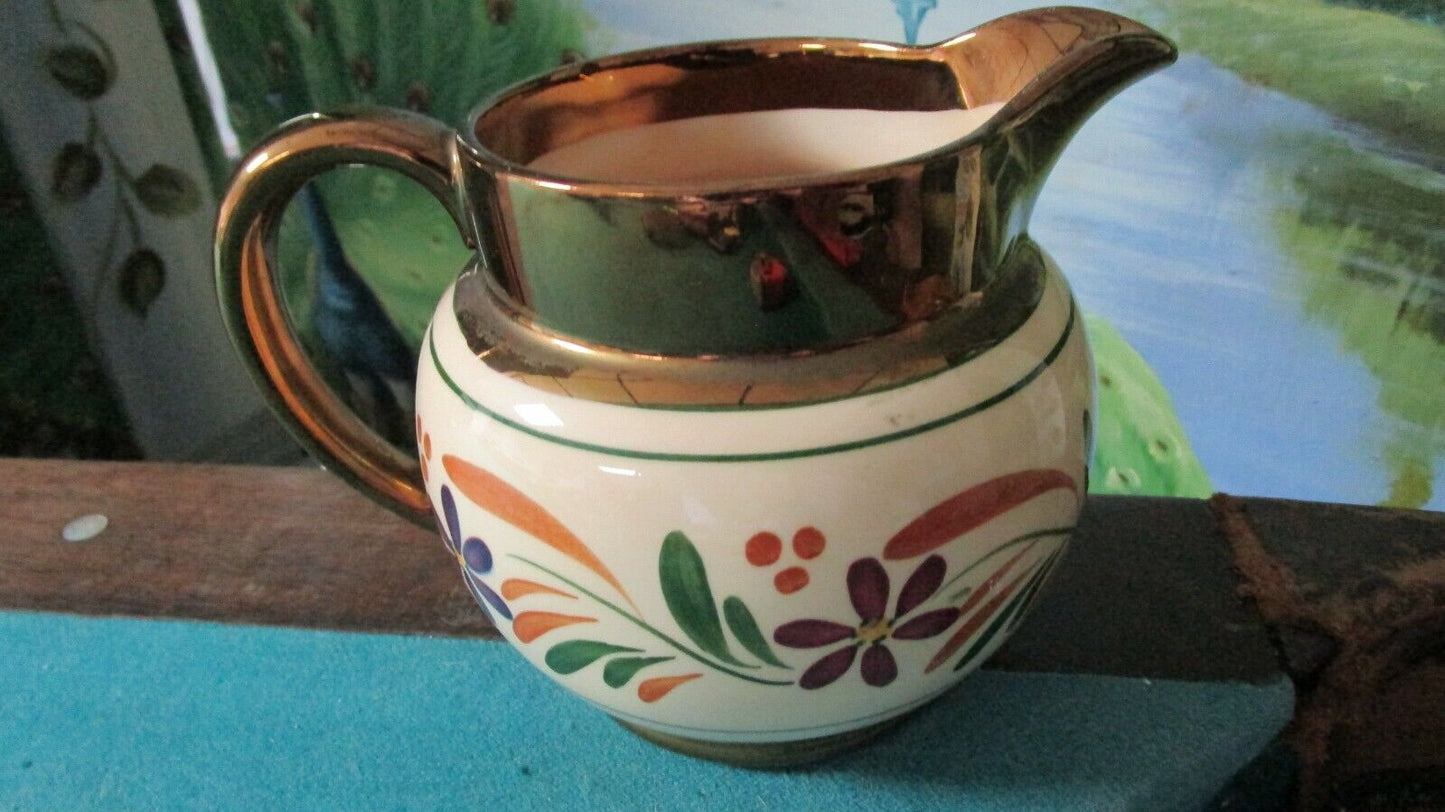 WADE ENGLAND HARVEST CREAMER PITCHER 5 X 7" COPPERWARE ANTIQUE