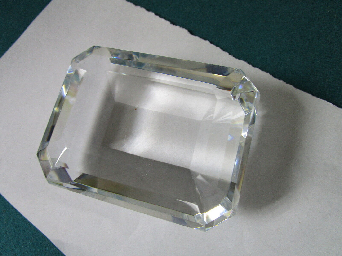 Tiffany Paperweight diamond crystal glass. 3 1/2" x 3" x 1 1/2"