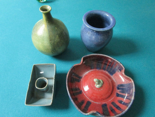 JAPANESE POTTERY FROG DISH CANDLE HOLDER S. BALLARD VERMONT -VASES PICK 1 [170i]