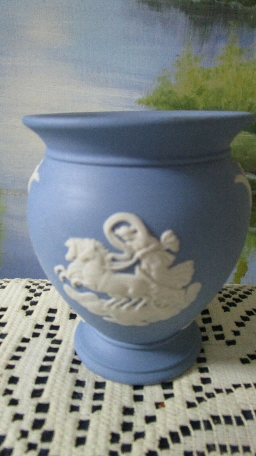 WEDGWOOD BLUE PINK JASPERWARE TRINKET BOX VASE SACRIFICIAL SUN GOD PAT PICK1 ^^