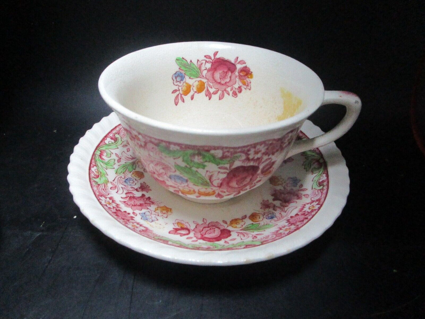 JOHNSON BROS ENGLAND RED TRANSFERWARE "WINCHESTER" PATTERN CUP SAUCER