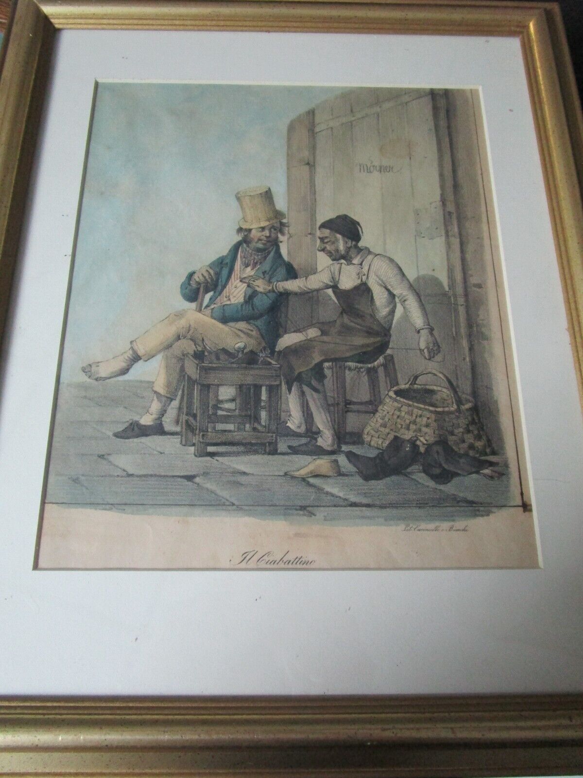 1830 Litografia Cuciniello Bianchi hand colored original seal frame MORNER pick1