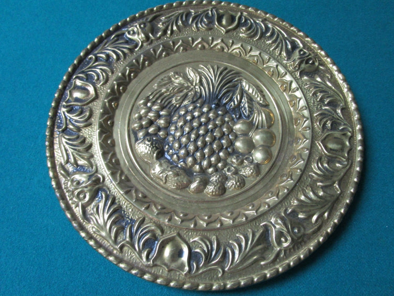Hammered Brass England Pair Of Plates 9 1/2" Original
