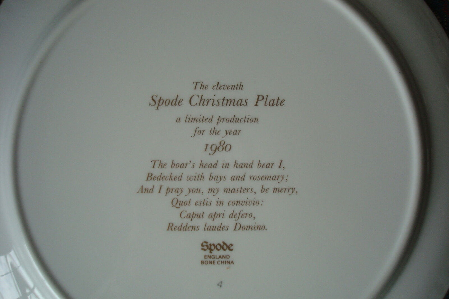 1980 Christmas Plate Spode  England  NIB, 11th issue, with certs, 8"[am8]