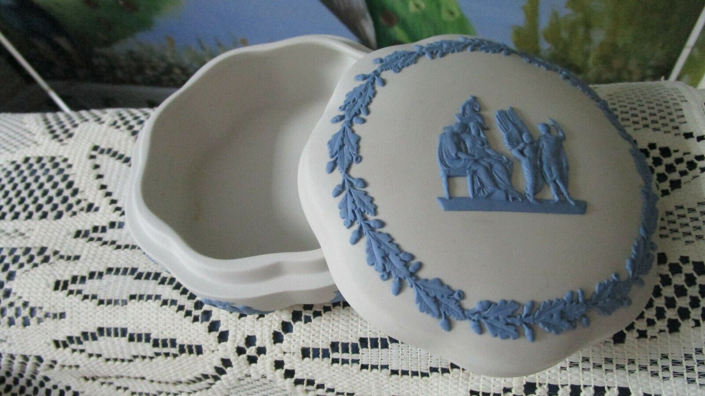 WEDGWOOD BLUE PINK JASPERWARE TRINKET BOX VASE SACRIFICIAL SUN GOD PAT PICK1 ^^