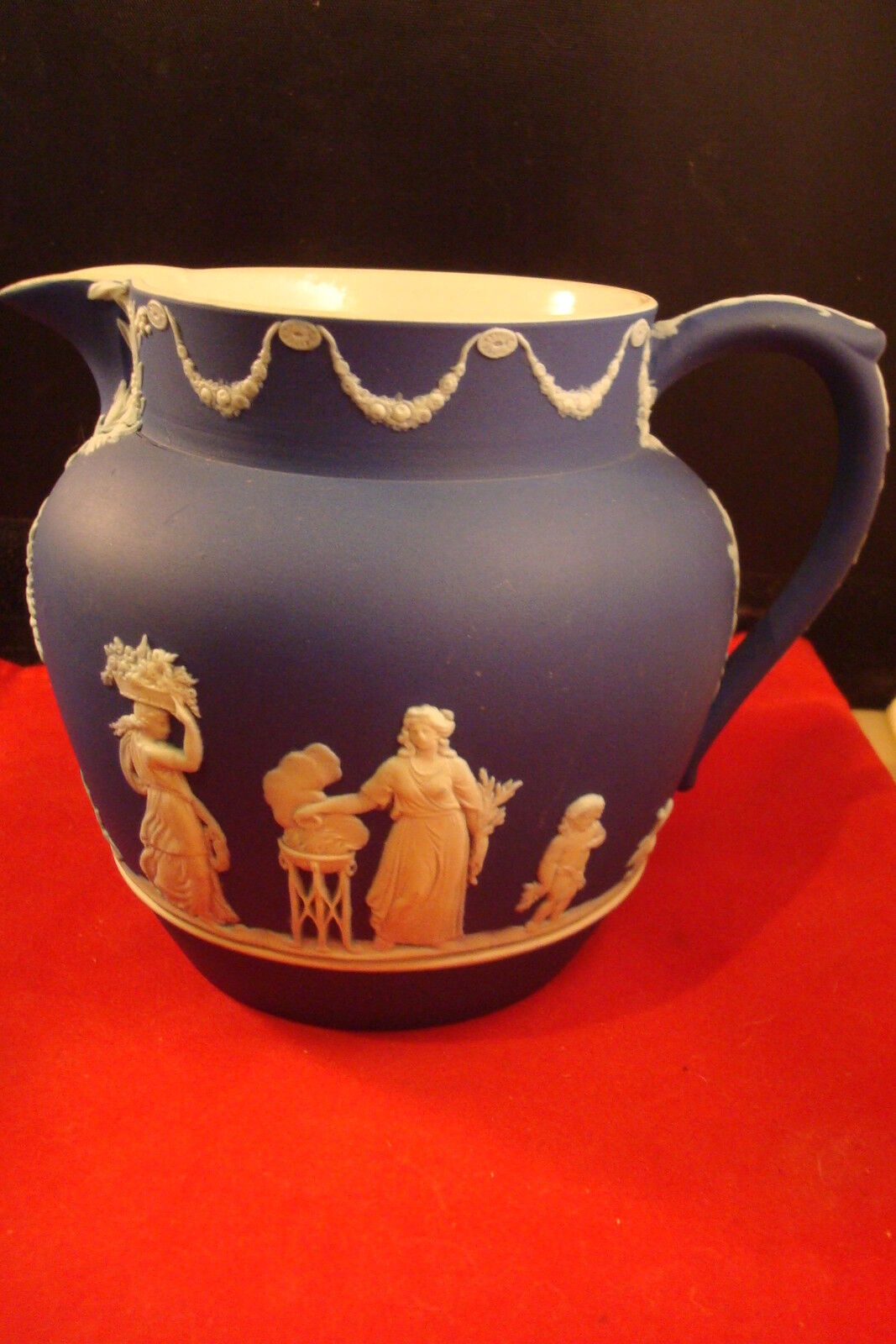 Wedgwood Dark Blue Dip Jasper Ware SACRIFICE PATTERN, JAR/PITCHER