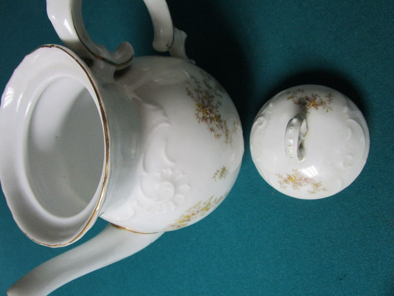 CARLSBAD AUSTRIA ANTIQUE TEAPOT TRAY AND CREAMER 3 PCS 1800s original