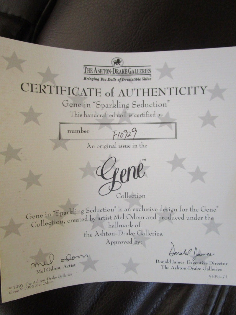 1980s ASHTON DRAKE  DOLL BY GENE "SPARLING SEDUCTION" 15" NIB Tags & CERTS