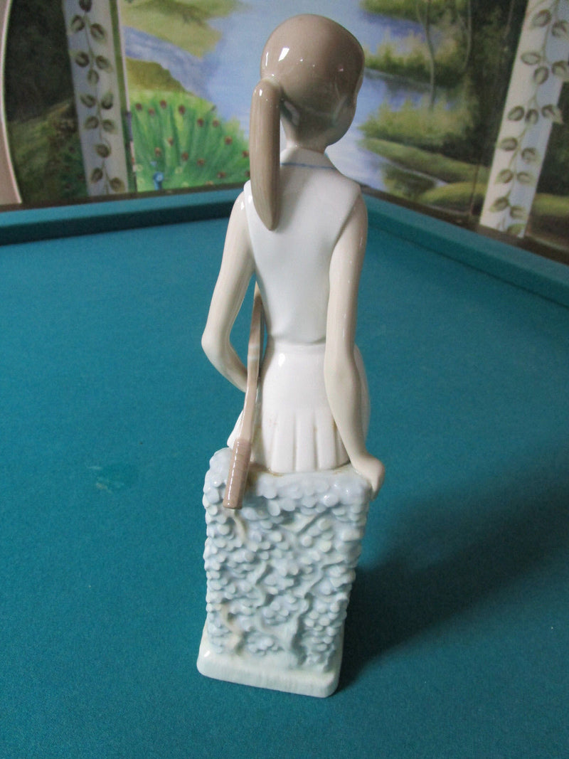 Lladro Spain Porcelaintennis Player Girl Standing Up Figurine 13" Original