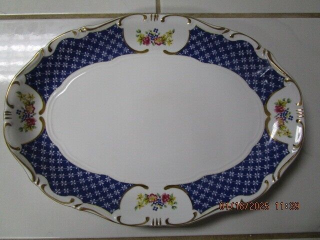 ZSOLNAY HUNGARY ANTOINETTE LARGE OVAL TRAY 14.5 X 10.5 IN ^^