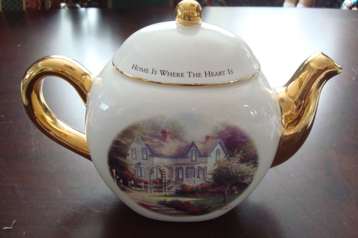 Thomas Kinkade teapot "Home is where the Heart is", signed IN  PLATE TELEFLORA