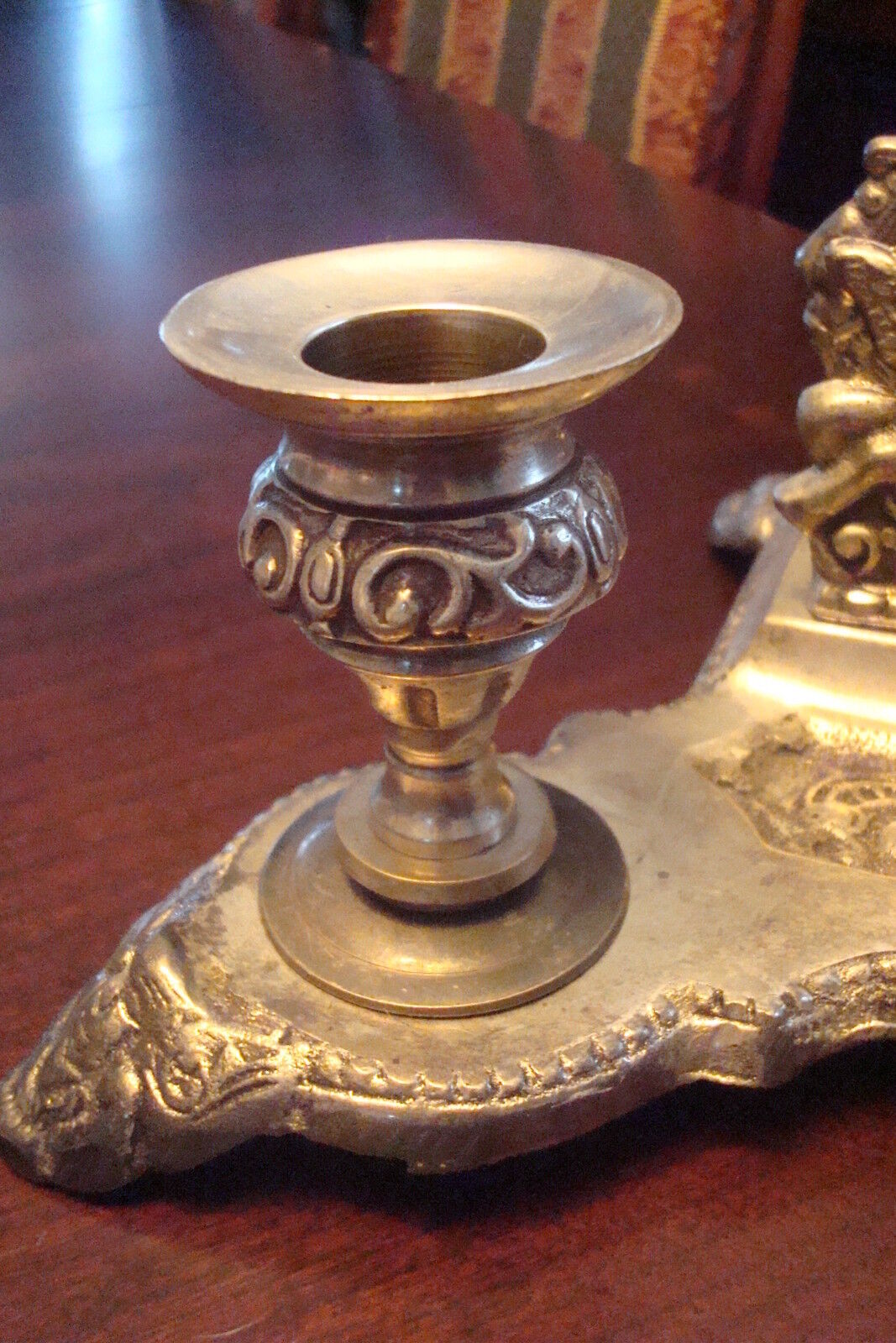 Victorian, antique Silver Plated ink stand, features an ornate base[*]