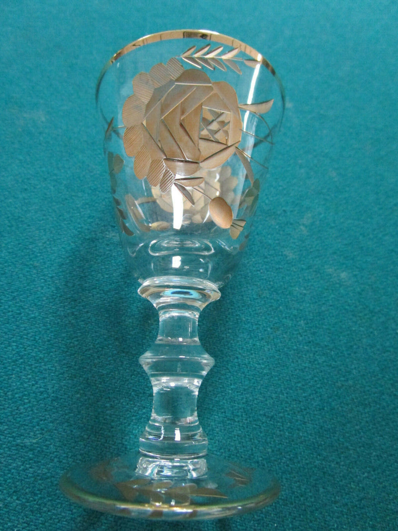 CORDIAL SHOT CRYSTAL GLASSES SET GOLD ETCH PURPLE CLEAR ETCH CERAMIC PICK ONE