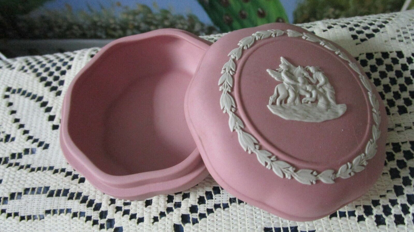 WEDGWOOD BLUE PINK JASPERWARE TRINKET BOX VASE SACRIFICIAL SUN GOD PAT PICK1 ^^