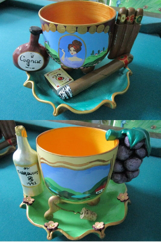 1990's Poupées by Isabelle Jardiniere Bowl Tea Cup  WINE AND TOBACCO SET PICK1