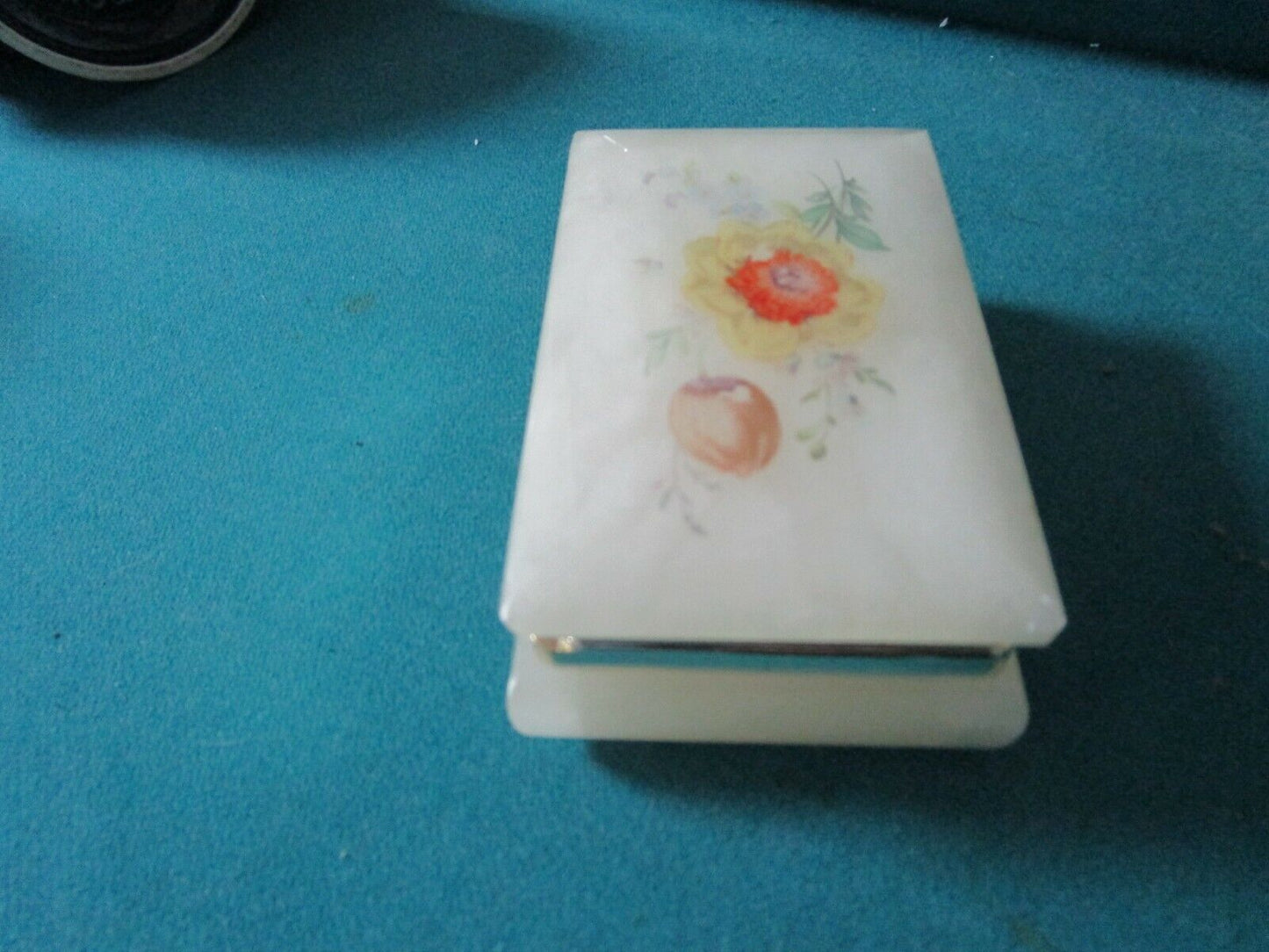 ALABASTER TRINKET JEWELRY VANITY BOX original