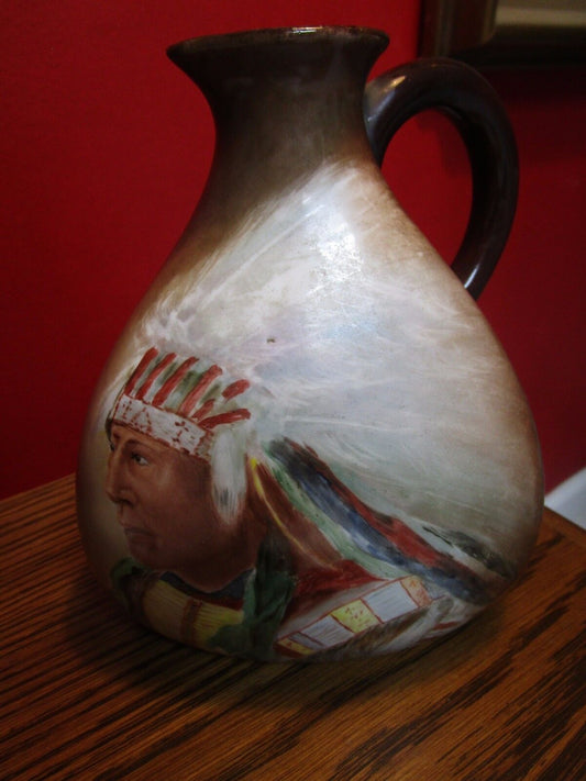 THREE SIDES JUG/PITCHER AMERICAN INDIAN HEAD [a*8]