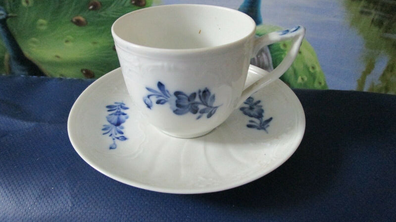 Royal Copenhagen Molded Golden Rim Blue Flowers Coffee Cups Saucers Pick1 [83E]