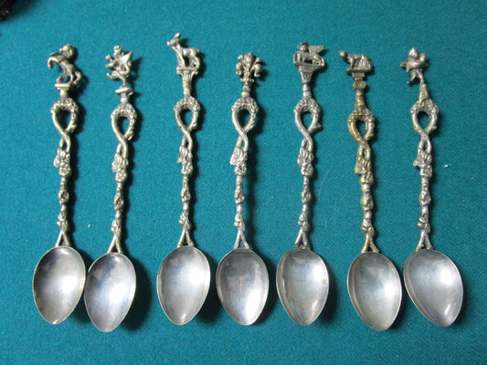 Vintage Silverplate Set of 7 ice tea spoons from Italy/Bordini Montagnani style