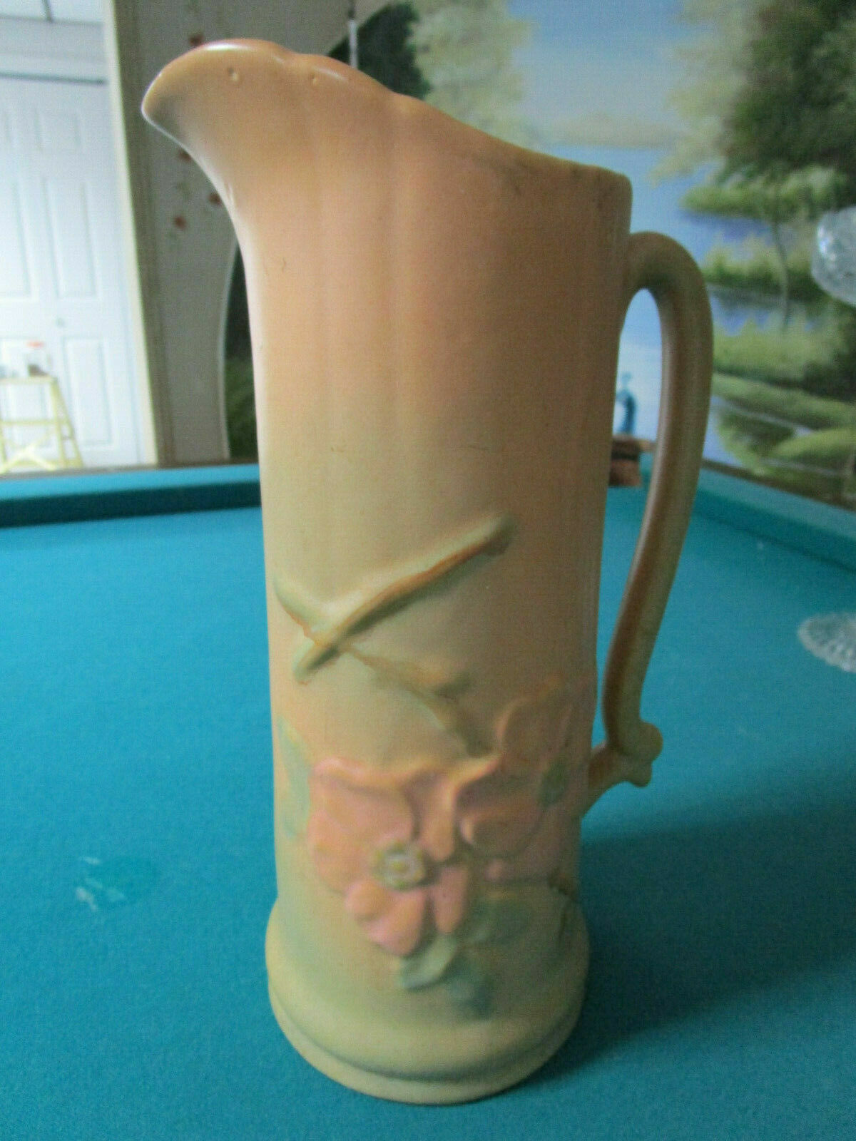 WELLER POTTERY 1920s PITCHER VASE WILD ROSE - CHASE - FOREST PICK 1