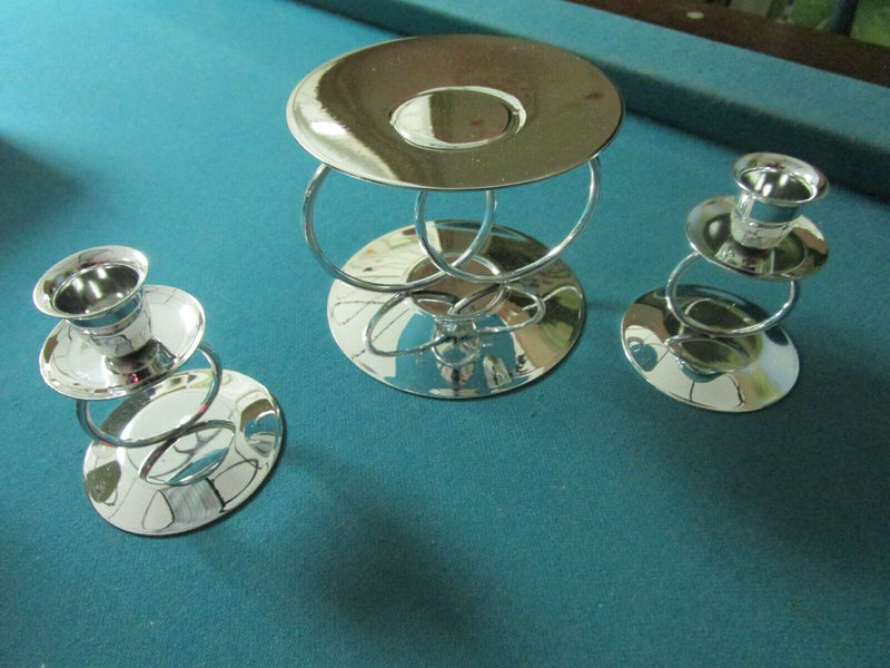 Metal Glow Set Of 3 Ring Candle Holders Silverplate New 3 Pcs ^^^