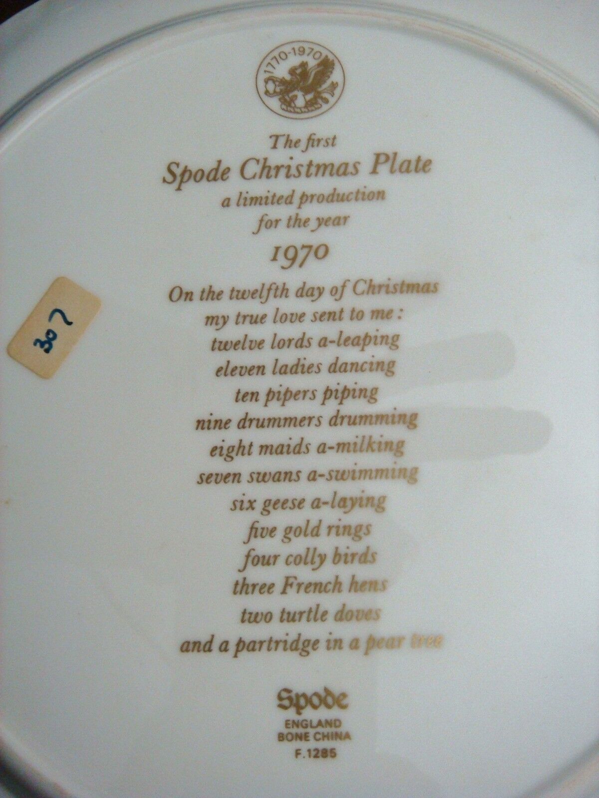 The First Spode Christmas Plate limited edition 1970 NIB made in England, [2]