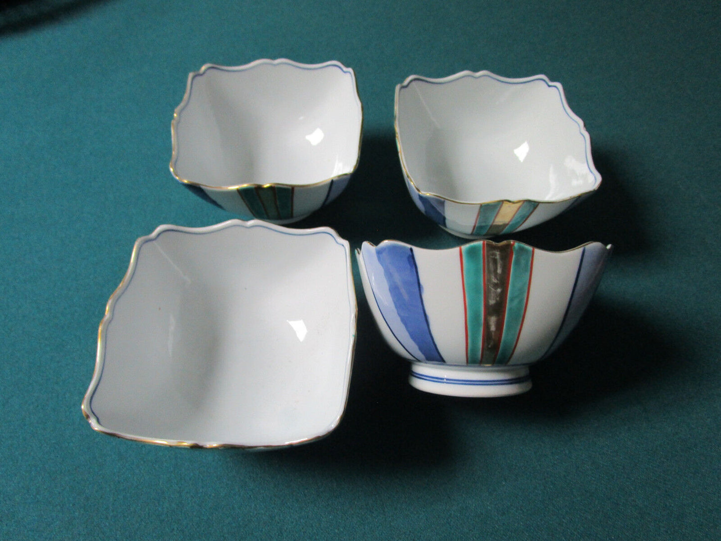 4 CHINESE CERAMIC SERVING BOWLS HAND PAINTED